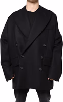 Black Wool Double Breasted Men Coat Jacket 1