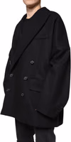 Black Wool Double Breasted Men Coat Jacket 2