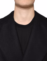 Black Wool Double Breasted Men Coat Jacket 4