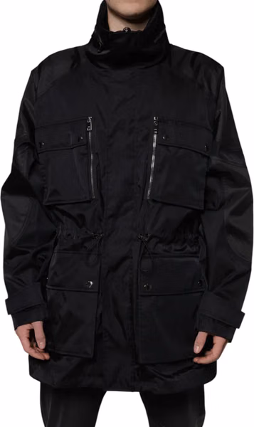 Black Nylon Winter Men Parka Coat Jacket