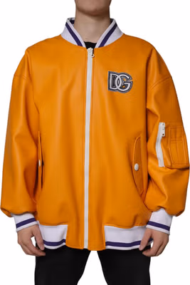 Orange White Full Zip Jersey Bomber Jacket