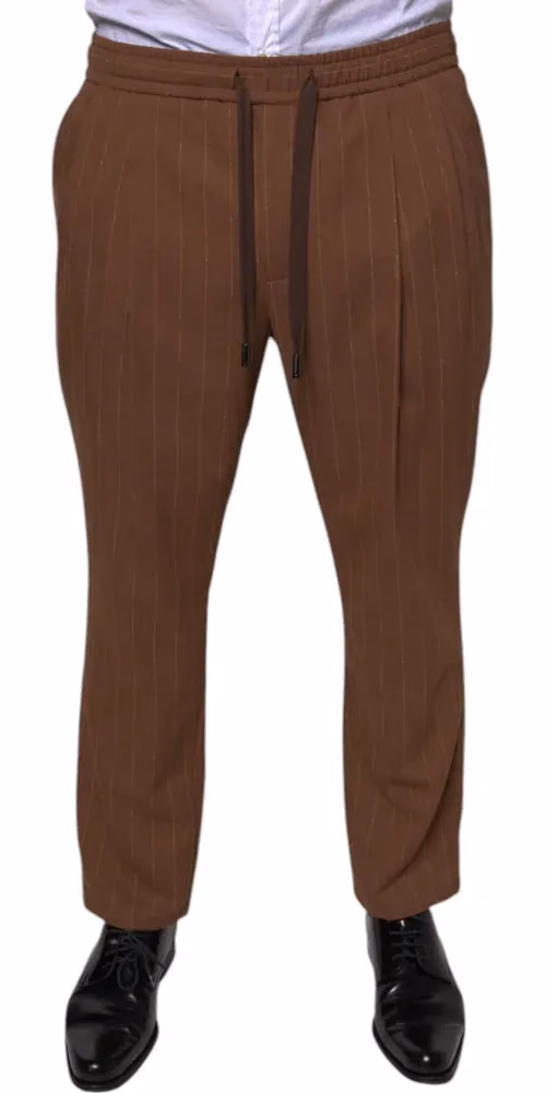Brown Stripes Skinny Men Dress Pants