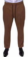 Brown Stripes Skinny Men Dress Pants 1
