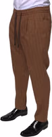 Brown Stripes Skinny Men Dress Pants 2