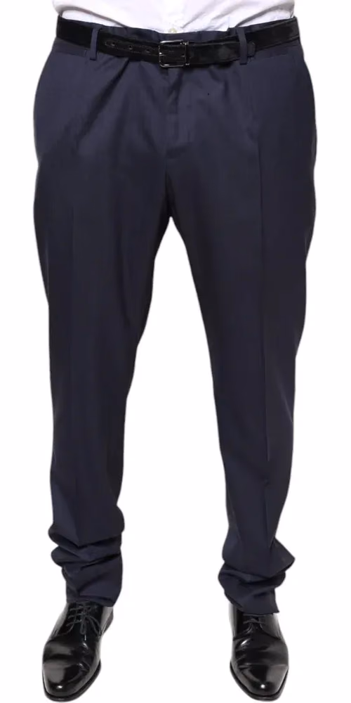 Blue Wool Skinny Formal Dress Pants