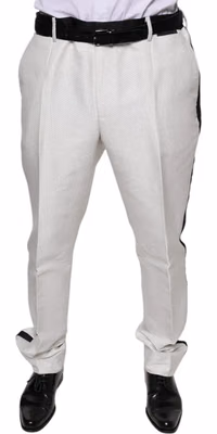 White Polyester Formal Dress Pants
