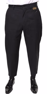 Black Crown Cotton Dress Pants