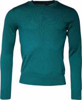 Green Wool Knit Crew Neck Pullover Sweater 1