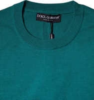 Green Wool Knit Crew Neck Pullover Sweater 5