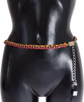 Red Yellow Leather Crystal Belt 1