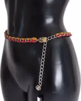 Red Yellow Leather Crystal Belt 2