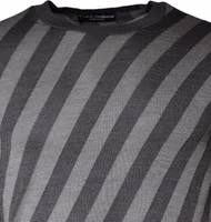 Gray Stripes Long Sleeve Round Neck Pullover Sweater 2