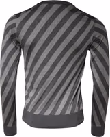 Gray Stripes Long Sleeve Round Neck Pullover Sweater 4