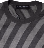 Gray Stripes Long Sleeve Round Neck Pullover Sweater 5