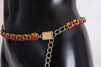 Red Yellow Leather Crystal Belt 4