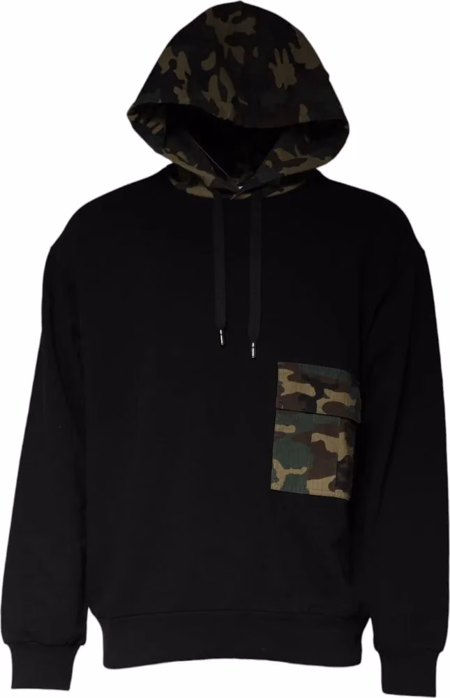 Black Camouflage Hooded Sweatshirt Sweater