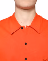 Orange Cotton Button Down Casual Polo Shirt 4