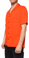 Orange Cotton Button Down Casual Polo Shirt 2
