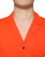 Orange Cotton Button Down Casual Polo Shirt 4