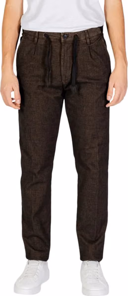 Brown Cotton Casual Pants