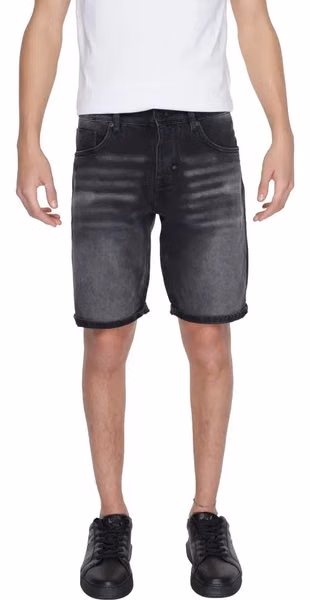Black Cotton Bermuda Shorts