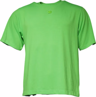 Green Logo Round Neck Short Sleeves T-shirt