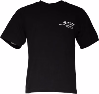 Black Amore Print Cotton Crew Neck T-shirt