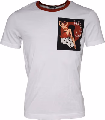 White Graphic Print Cotton Crew Neck T-shirt