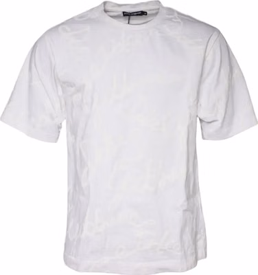 White Logo Print Cotton Crew Neck T-shirt