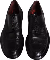 Black Leather Derby Wingtip Formal Shoes 2