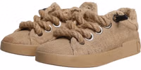 Brown Jute Fabric Low Top Men Sneakers Shoes 3