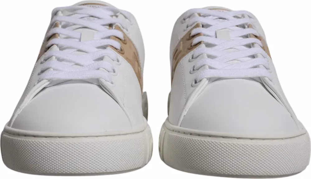 White Brown Greca Print TPU Low Top Men Sneakers Shoes