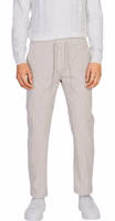 Beige Polyester Casual Pants 1