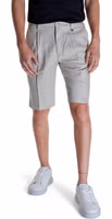 Beige Linen Bermuda Shorts 1