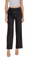 Black Polyester Casual Pants 1
