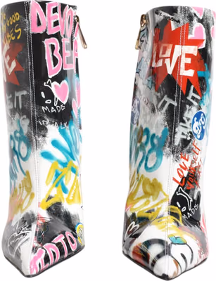 Multicolor Graffiti Keira Mid Calf Boots Shoes