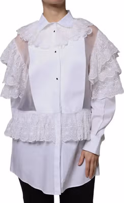 White Cotton Poplin Shirt Dress Blouse Top