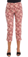 Pink Floral Brocade Capri Pants 1