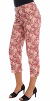 Pink Floral Brocade Capri Pants 2