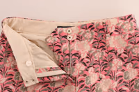 Pink Floral Brocade Capri Pants 4
