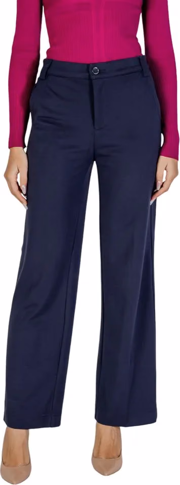 Blue Viscose Casual Pants