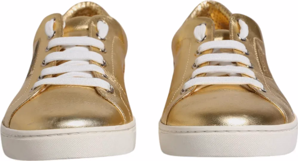 Gold Leather Logo London Men Sneakers Shoes