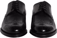 Black Leather Derby Wingtip Formal Shoes 1