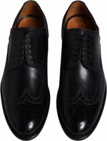 Black Leather Derby Wingtip Formal Shoes 2