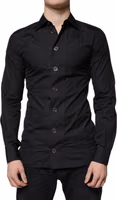 Black Cotton Formal Long Sleeves Dress Shirt 1