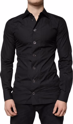 Black Cotton Formal Long Sleeves Dress Shirt