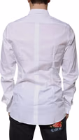 White Cotton Logo Formal Men GOLD Dress Shirt 3