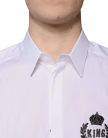 White Cotton Logo Formal Men GOLD Dress Shirt 4