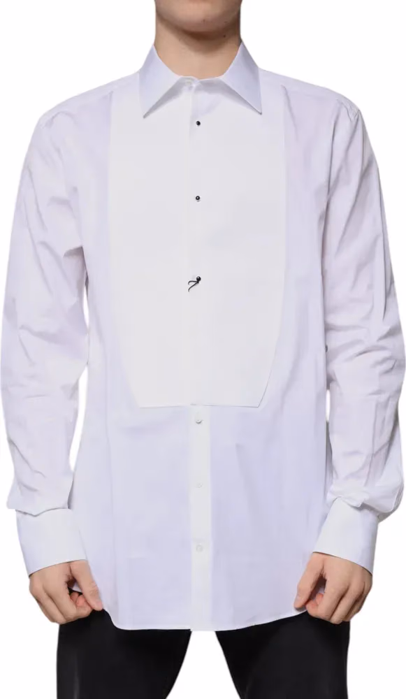 White Bib Cotton Poplin GOLD Formal Shirt