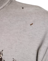 Gray Printed Cotton Crewneck Pullover Sweater 5